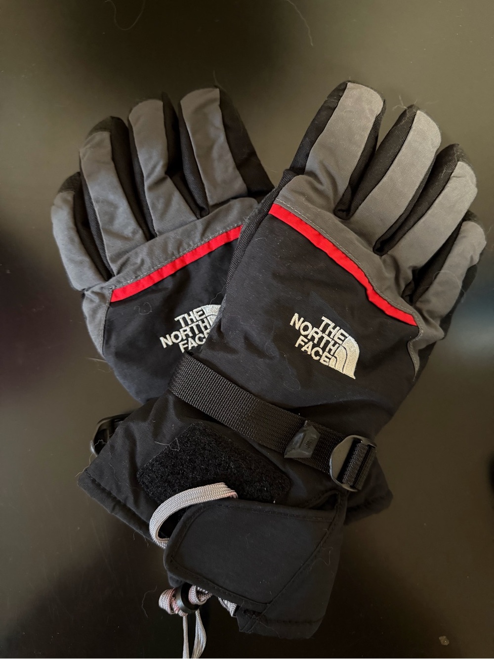 The North Face Men's Black & Gray Gloves with Red Accent